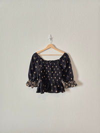 NEW Floral Embroidered Smocked Top (S)