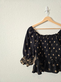 NEW Floral Embroidered Smocked Top (S)