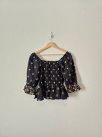 NEW Floral Embroidered Smocked Top (S)