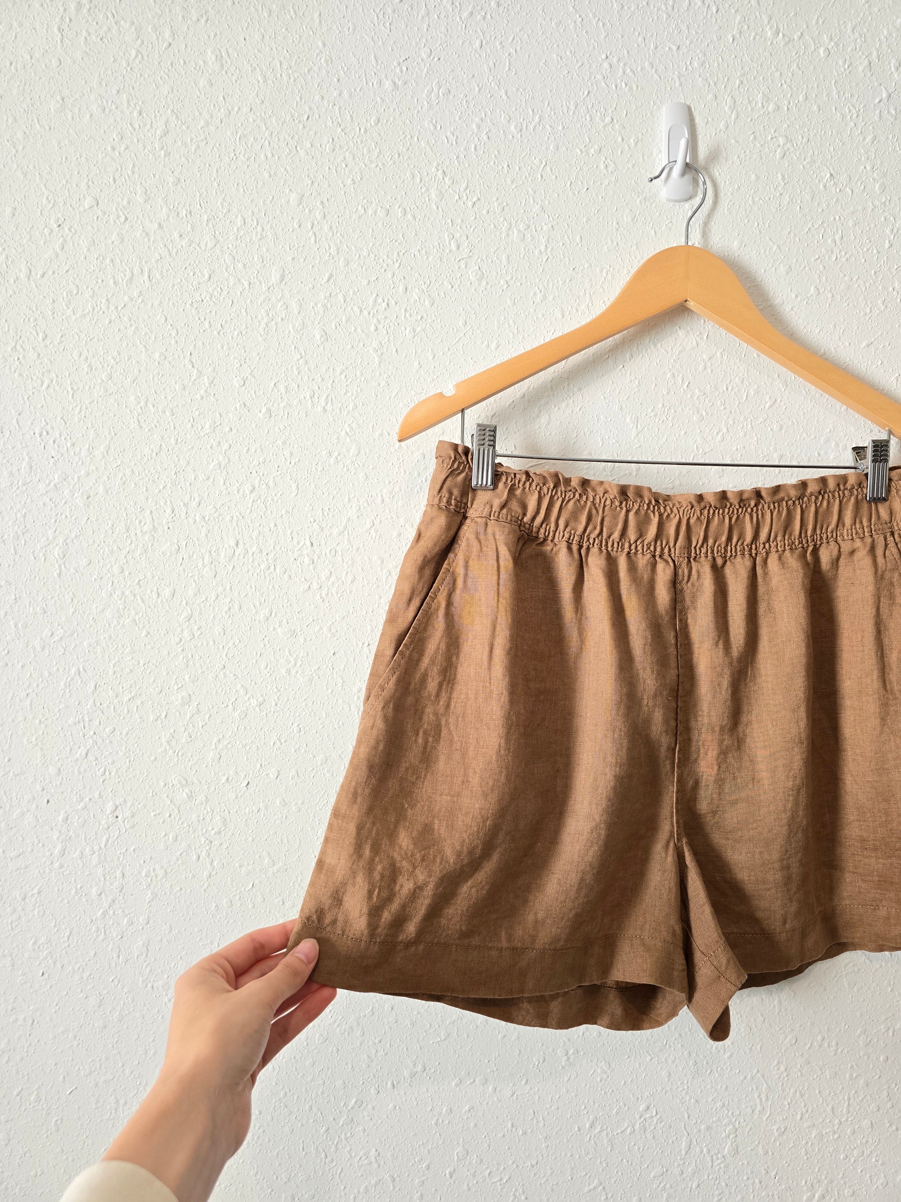 NEW Brown 100% Linen Shorts (M)