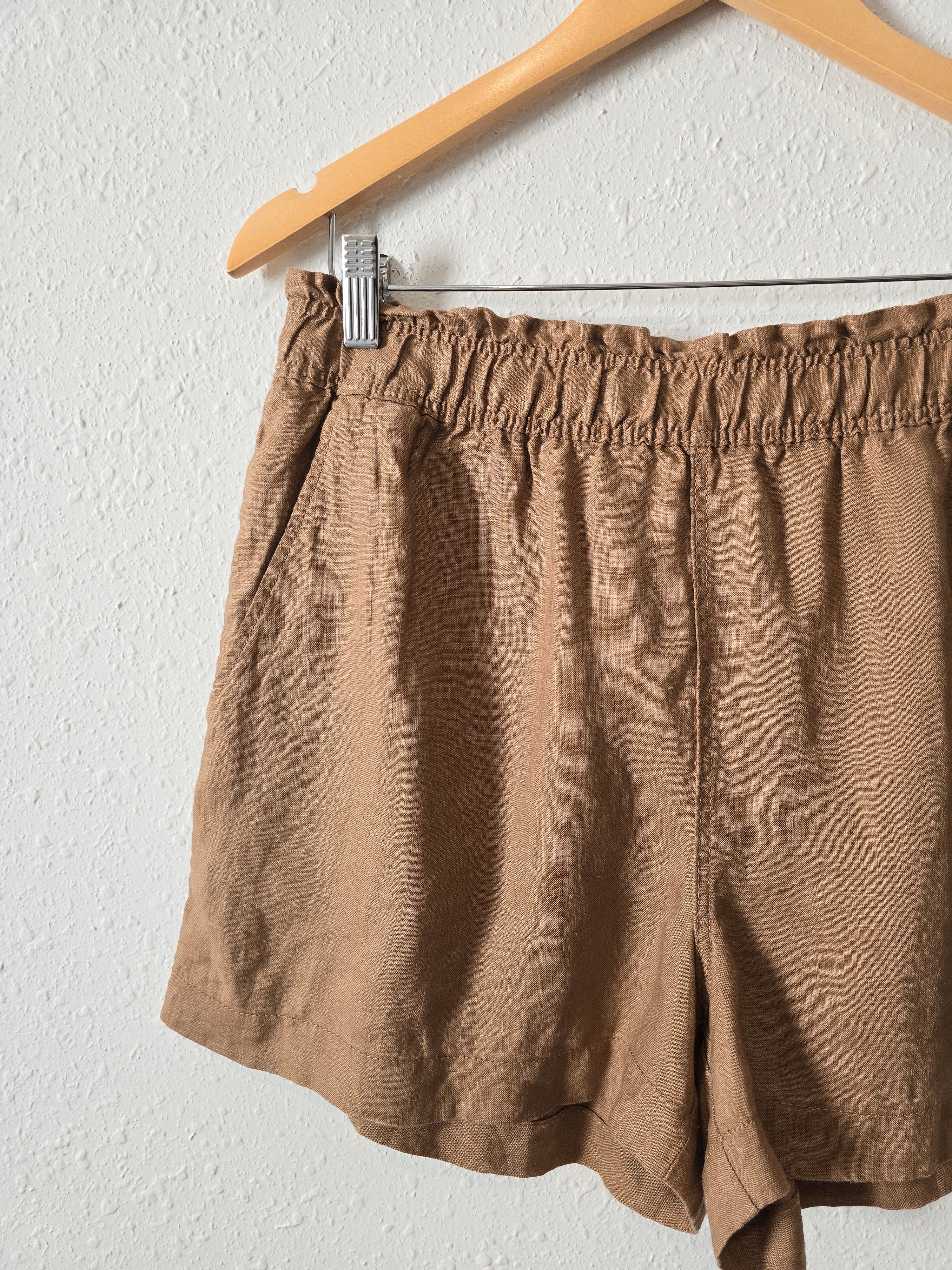 NEW Brown 100% Linen Shorts (M)