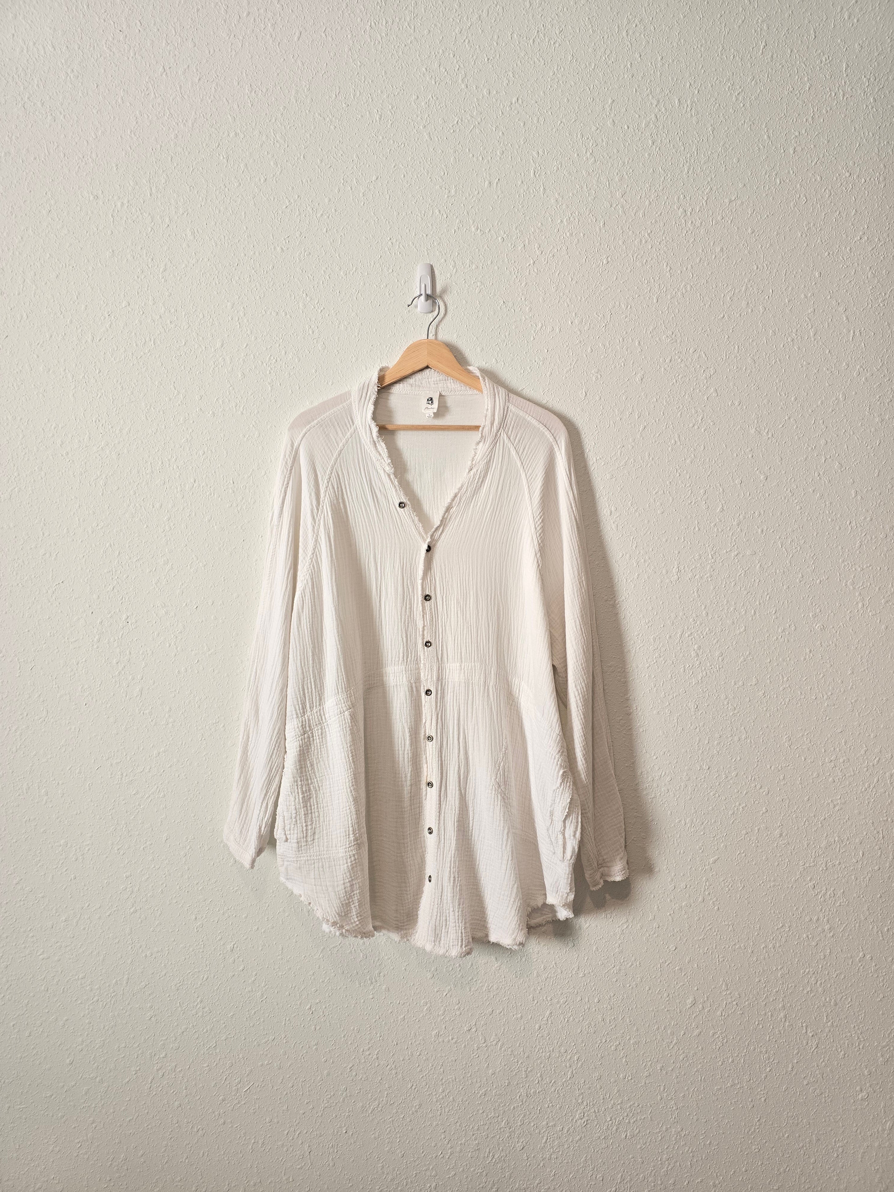 White Oversized Gauzy Top (L)