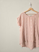 Blush Floral Embroidered Linen Top (M)