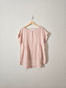 Blush Floral Embroidered Linen Top (M)