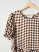 Brown Gingham Babydoll Top (M)