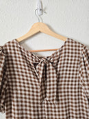 Brown Gingham Babydoll Top (M)