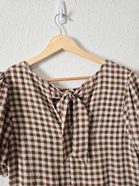 Brown Gingham Babydoll Top (M)