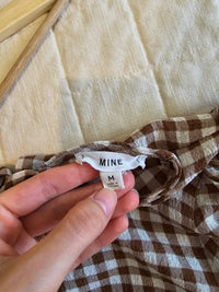 Brown Gingham Babydoll Top (M)
