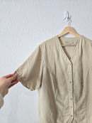 Vintage Sand Linen Button Up (18W)