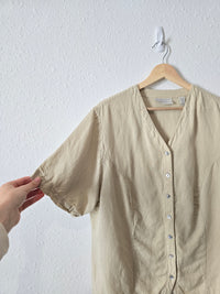 Vintage Sand Linen Button Up (18W)