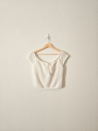 NEW White Crochet Knit Top (L)