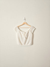 NEW White Crochet Knit Top (L)