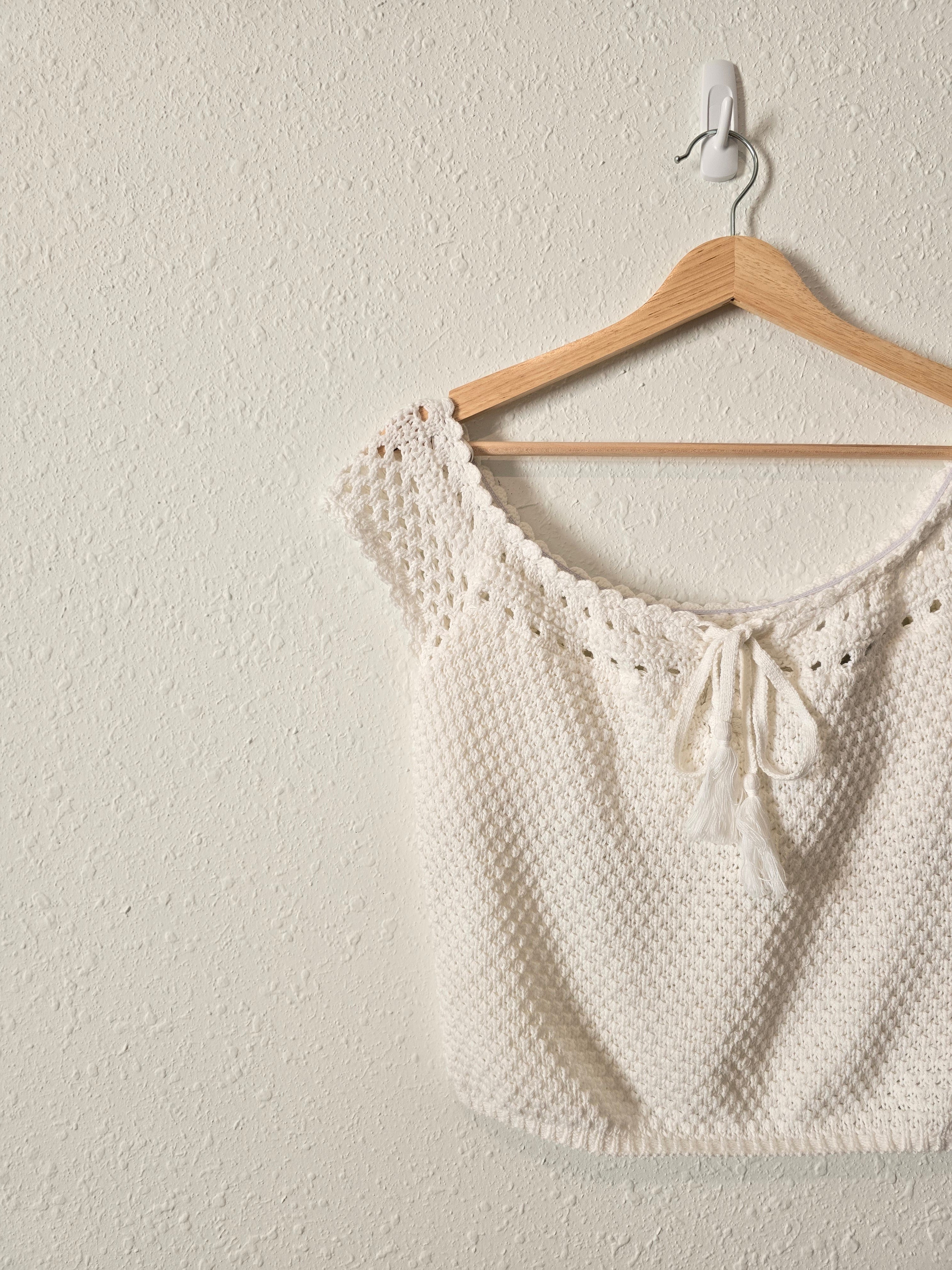 NEW White Crochet Knit Top (L)