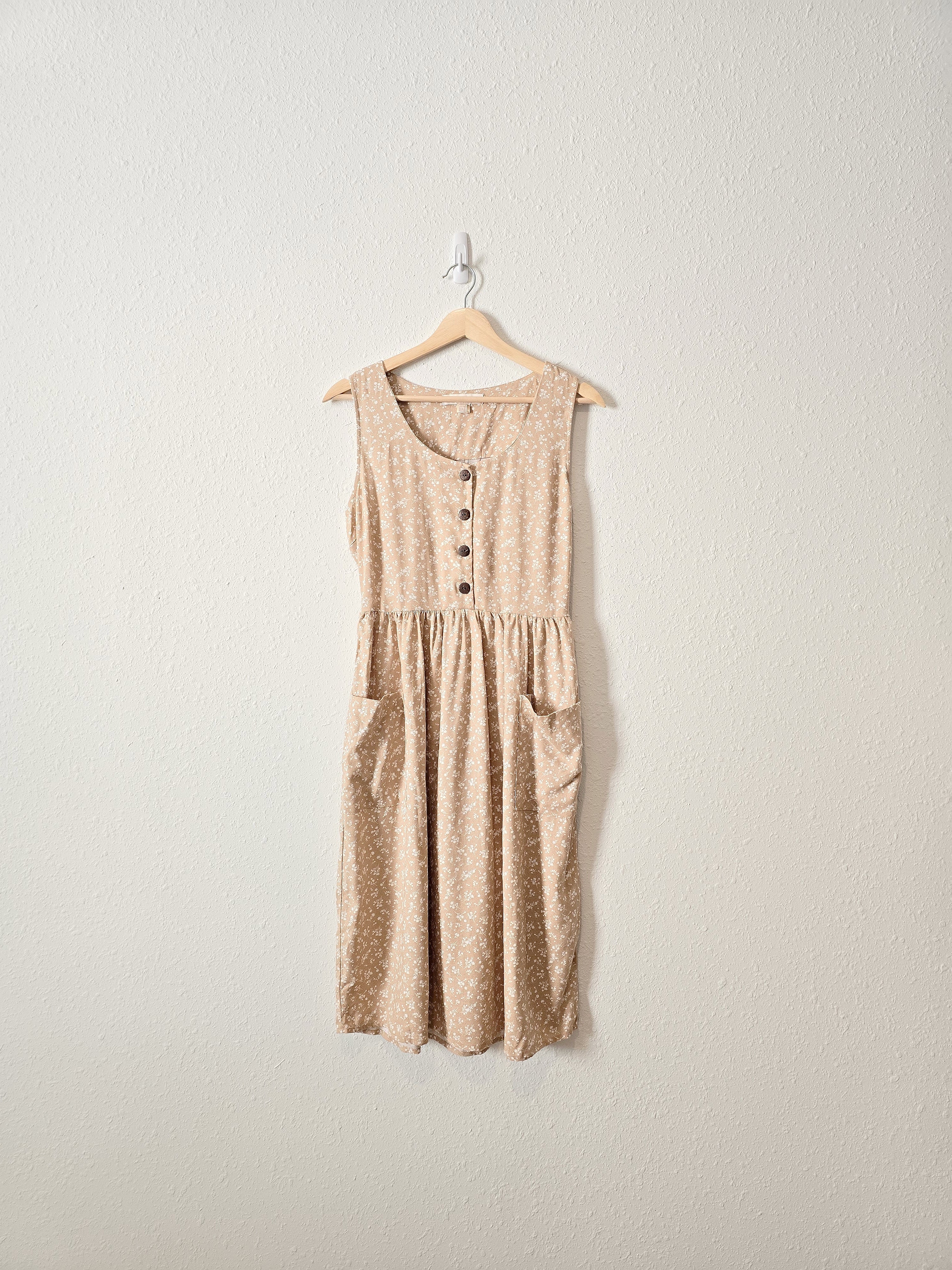 Neutral Floral Midi Dress (L)