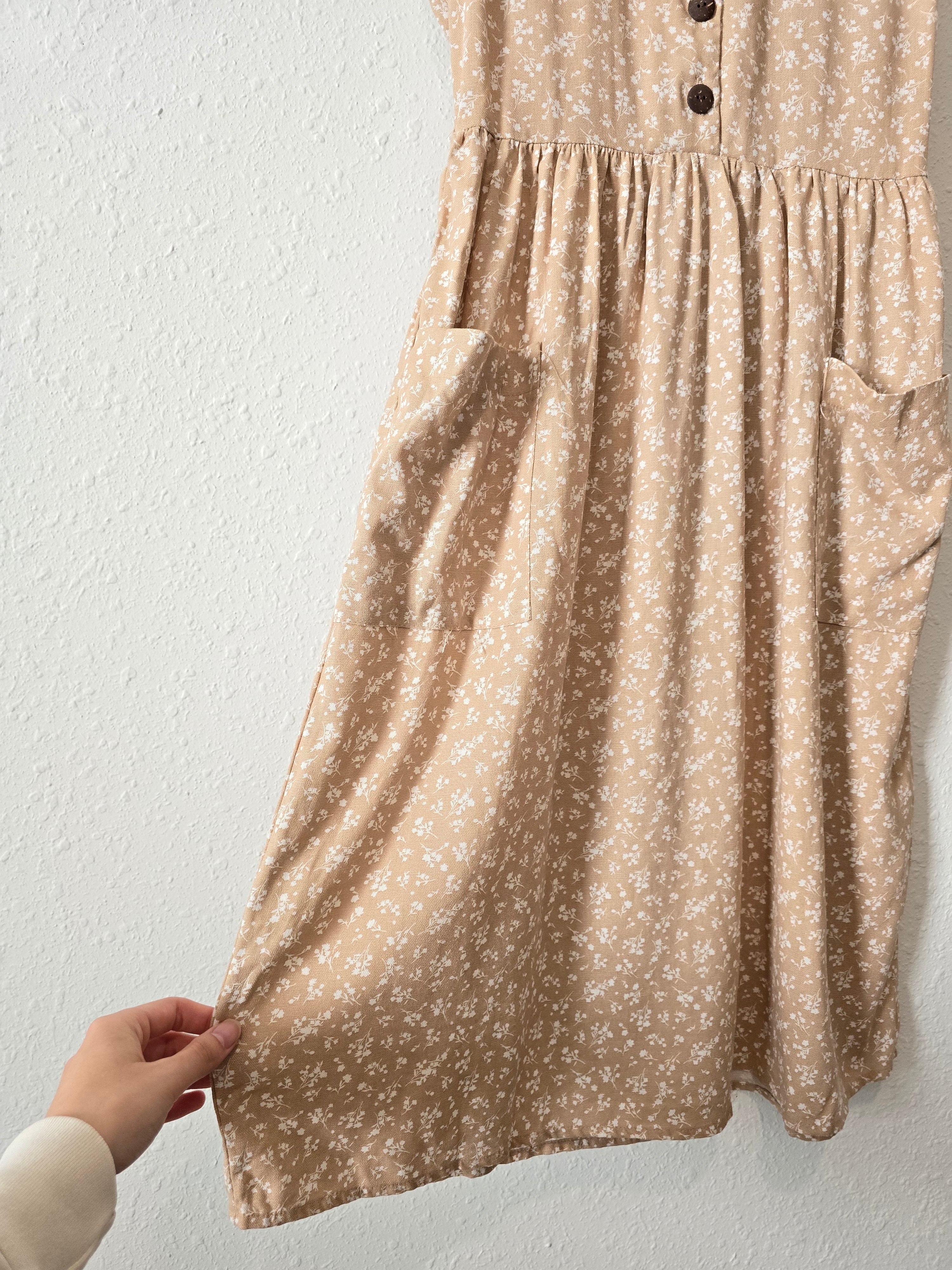 Neutral Floral Midi Dress (L)