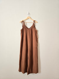 Brown Wide Leg Gauze Jumpsuit (L)