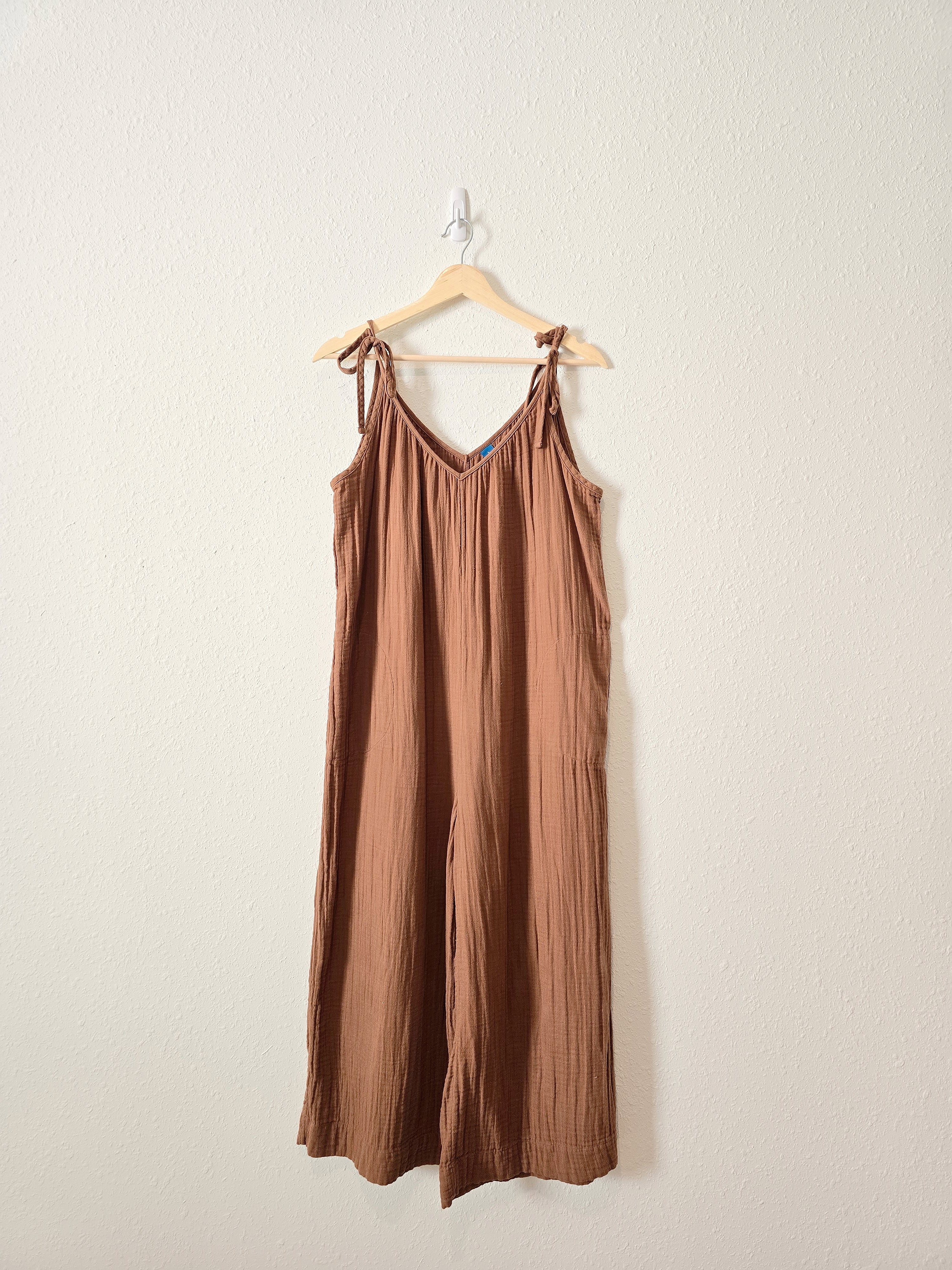 Brown Wide Leg Gauze Jumpsuit (L)