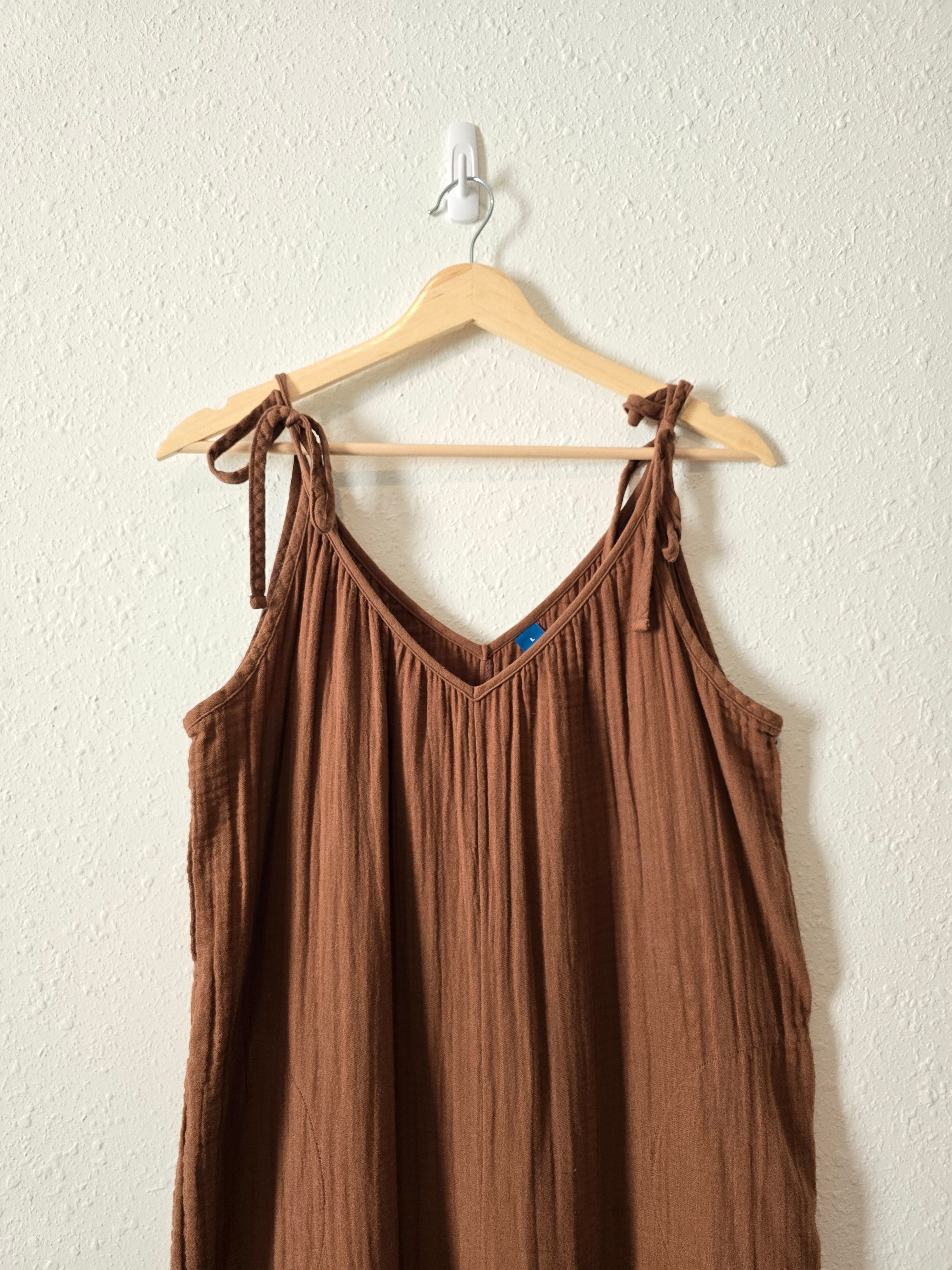 Brown Wide Leg Gauze Jumpsuit (L)