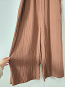 Brown Wide Leg Gauze Jumpsuit (L)