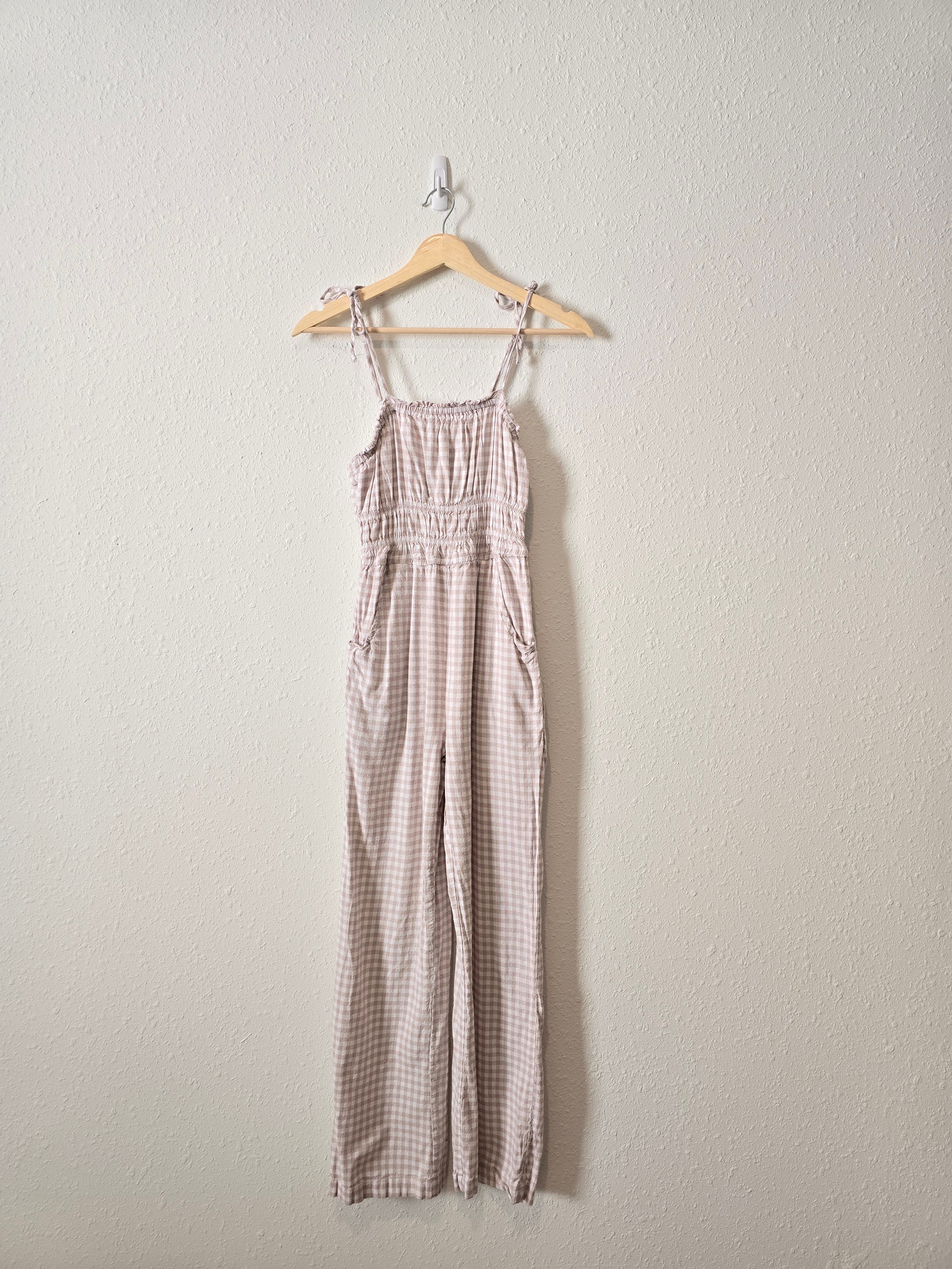 Neutral Gingham Jumpsuit (XS)