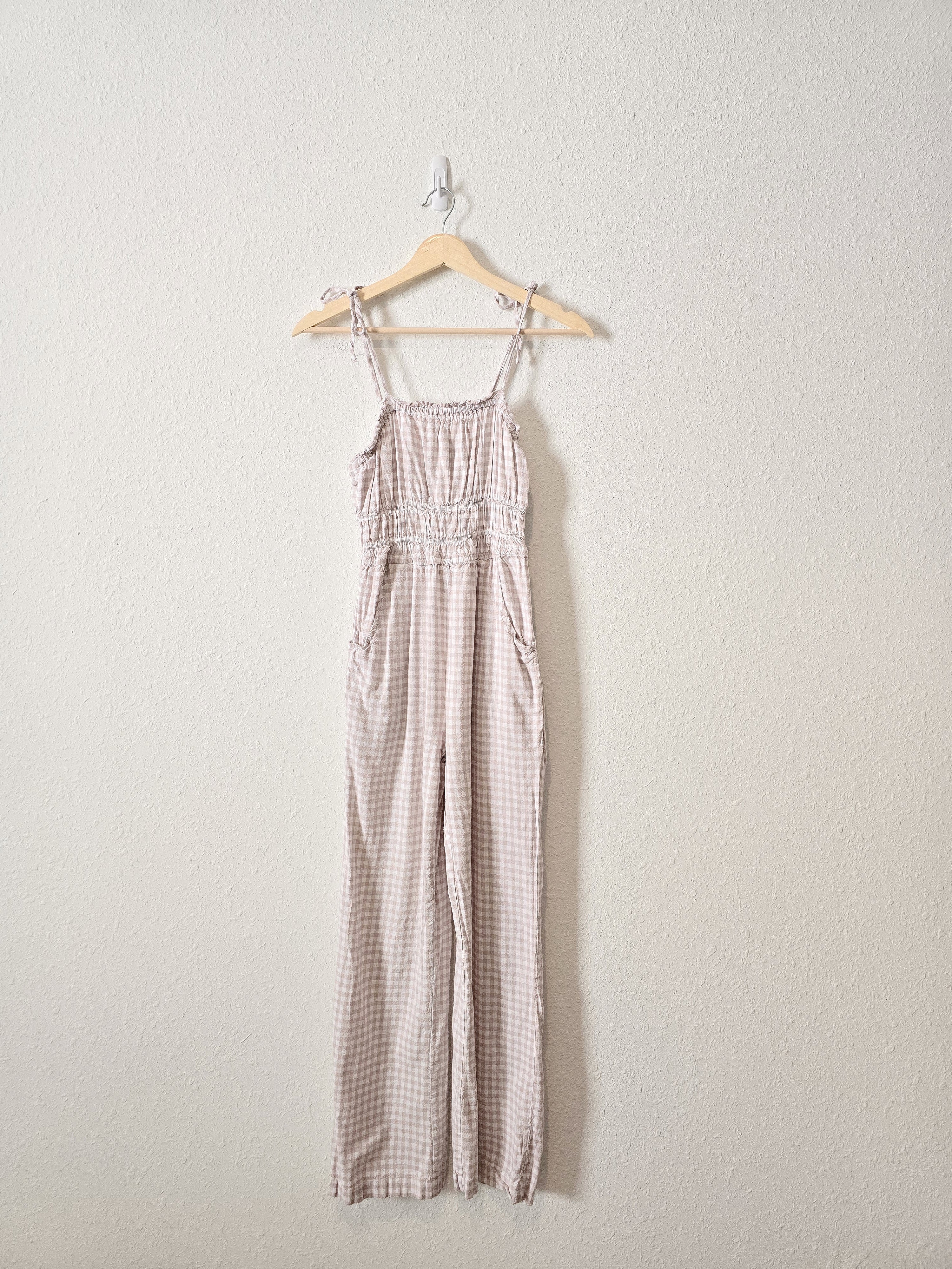 Neutral Gingham Jumpsuit (XS)