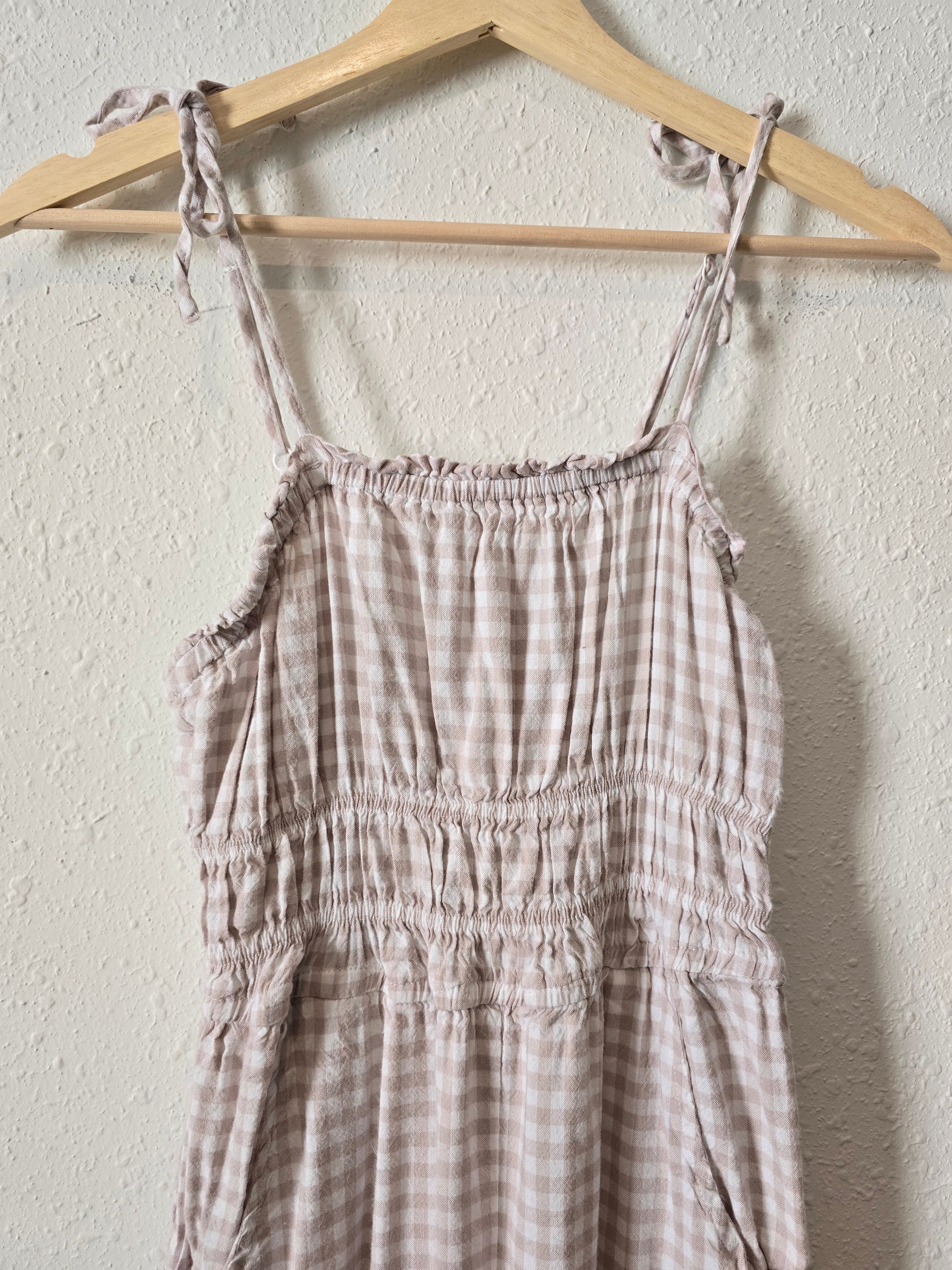 Neutral Gingham Jumpsuit (XS)