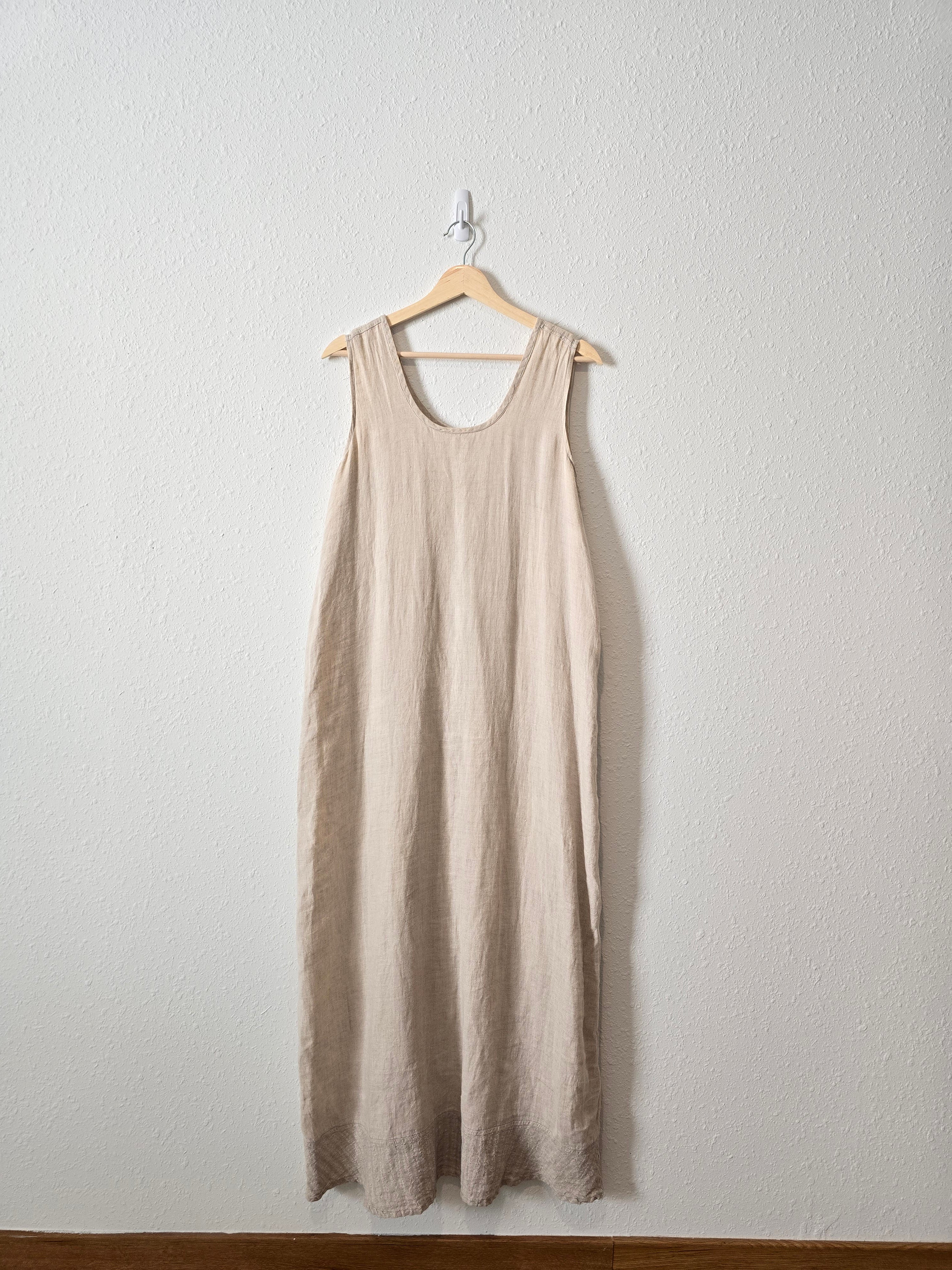 Vintage Flax Linen Maxi Dress (M)