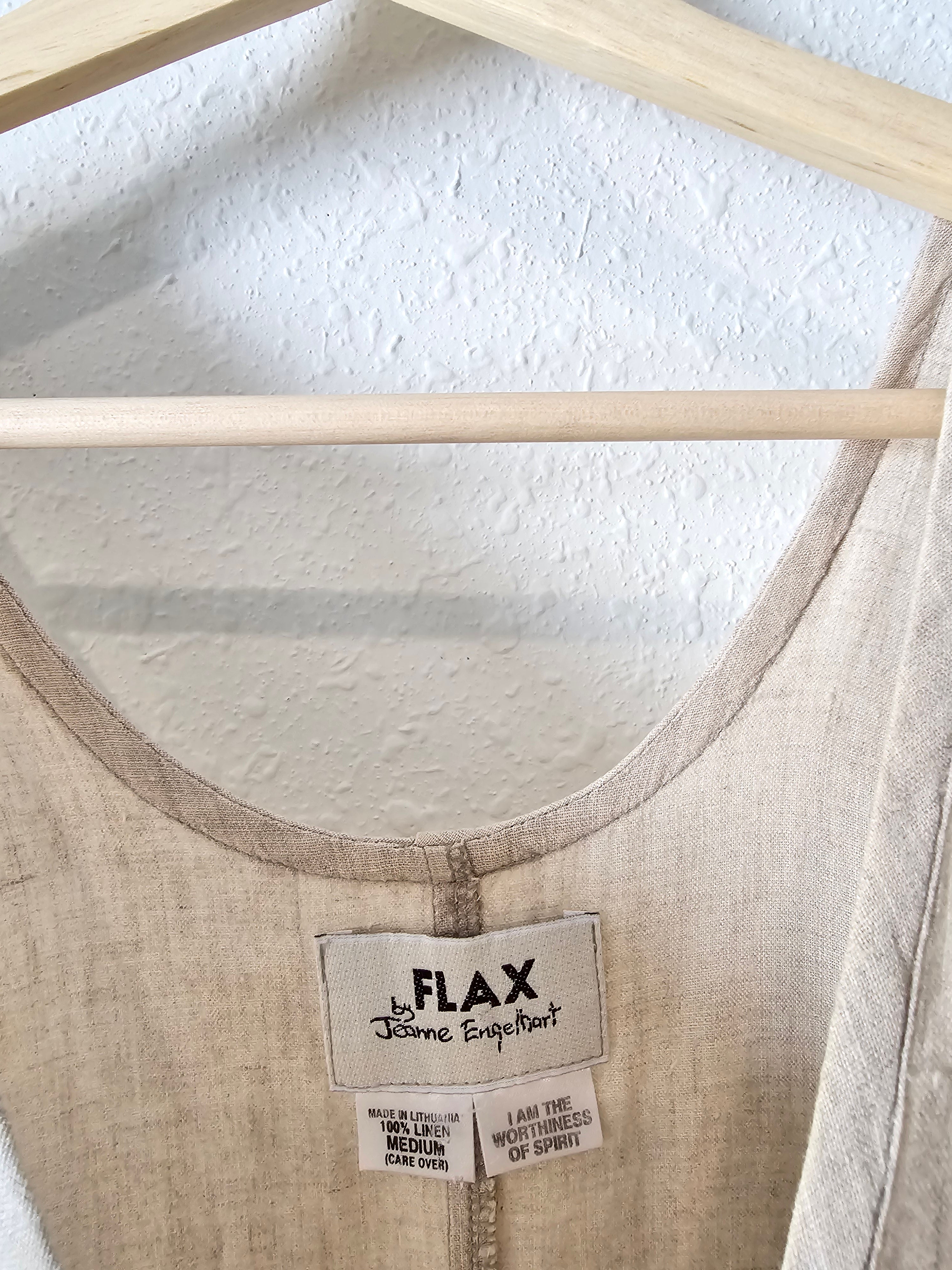 Vintage Flax Linen Maxi Dress (M)