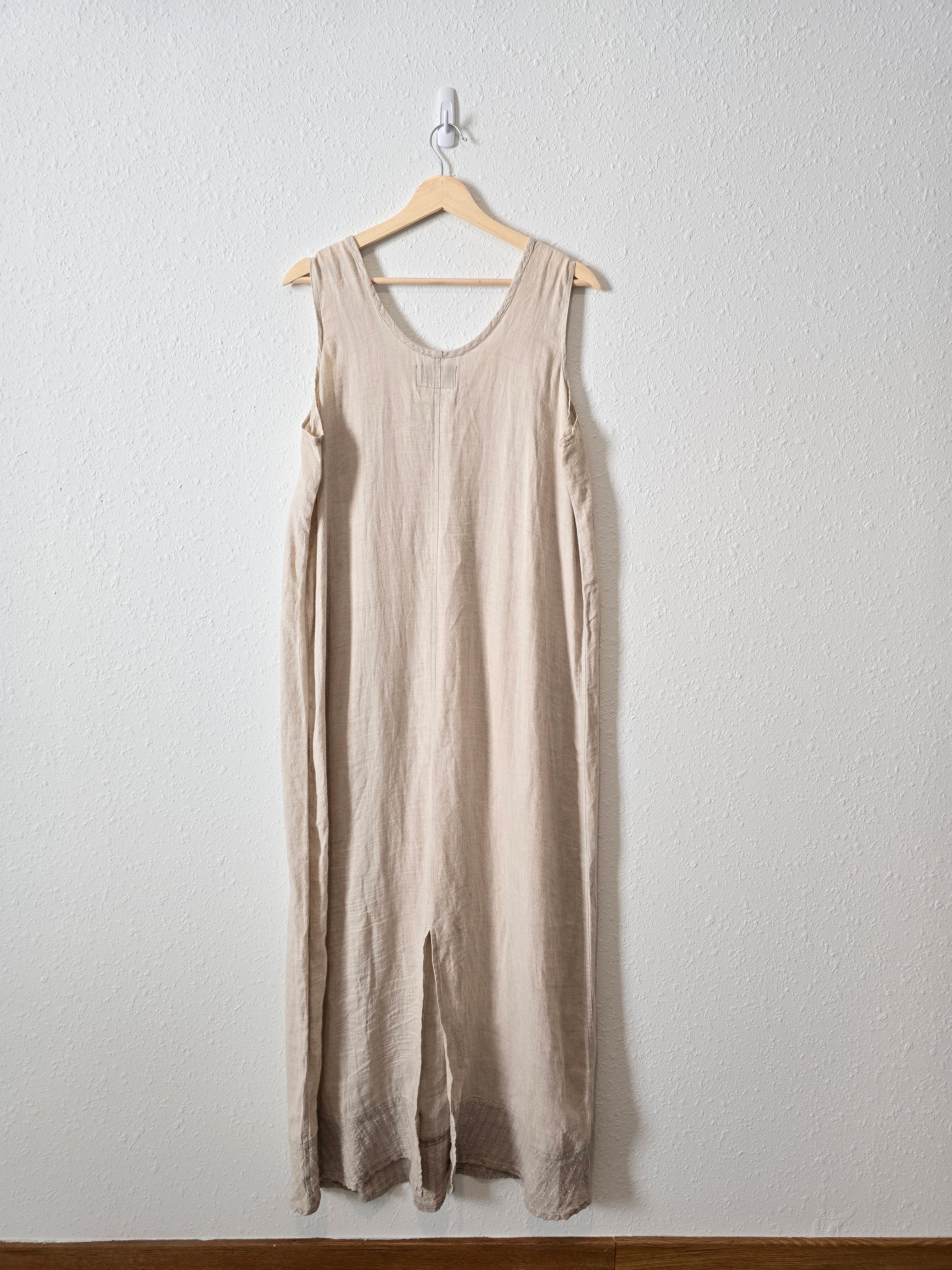 Vintage Flax Linen Maxi Dress (M)