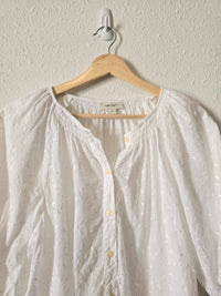 White Puff Sleeve Eyelet Top (M)