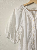 White Puff Sleeve Eyelet Top (M)