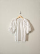 White Puff Sleeve Eyelet Top (M)