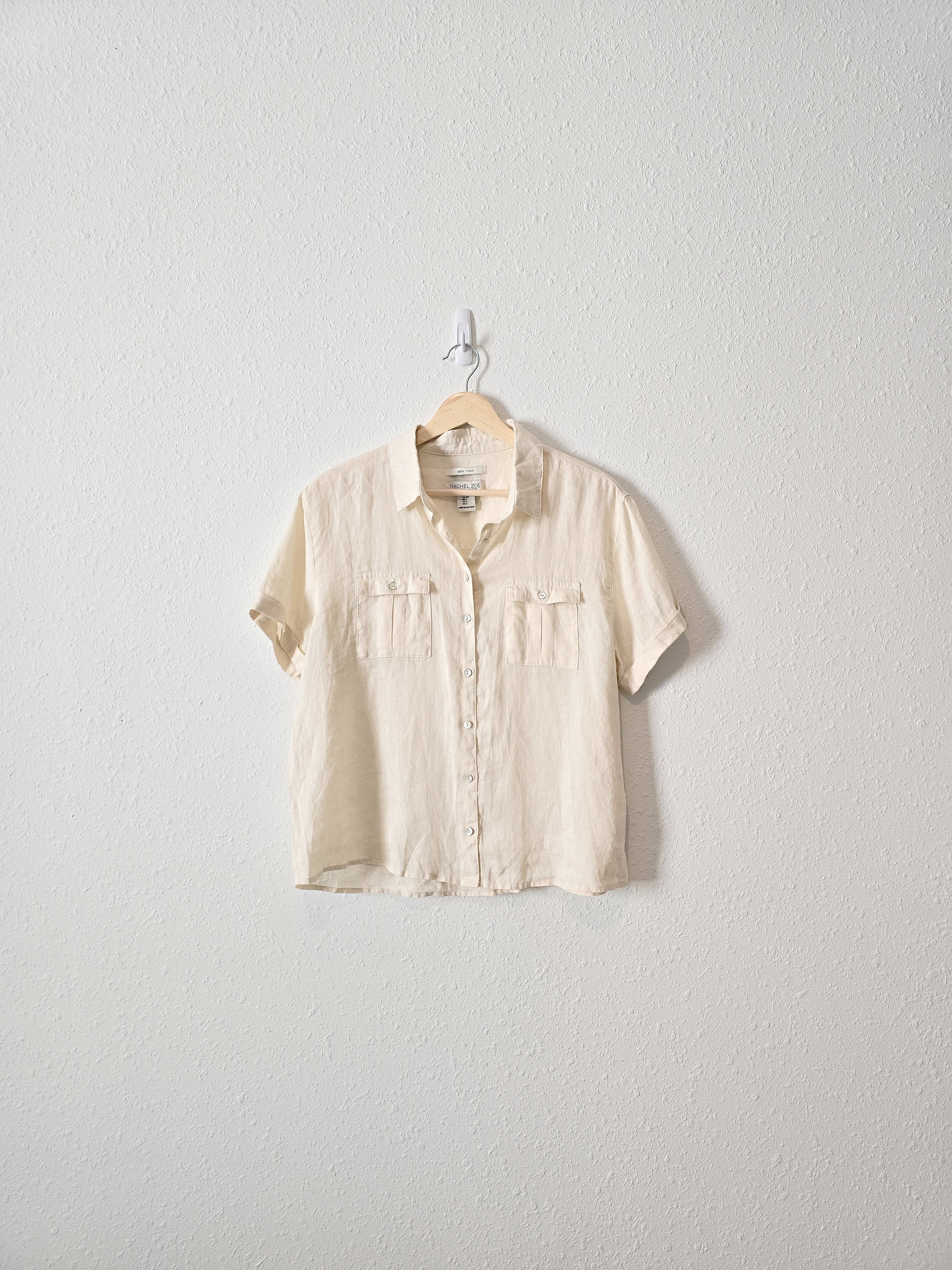 Cream 100% Linen Button Up (S)