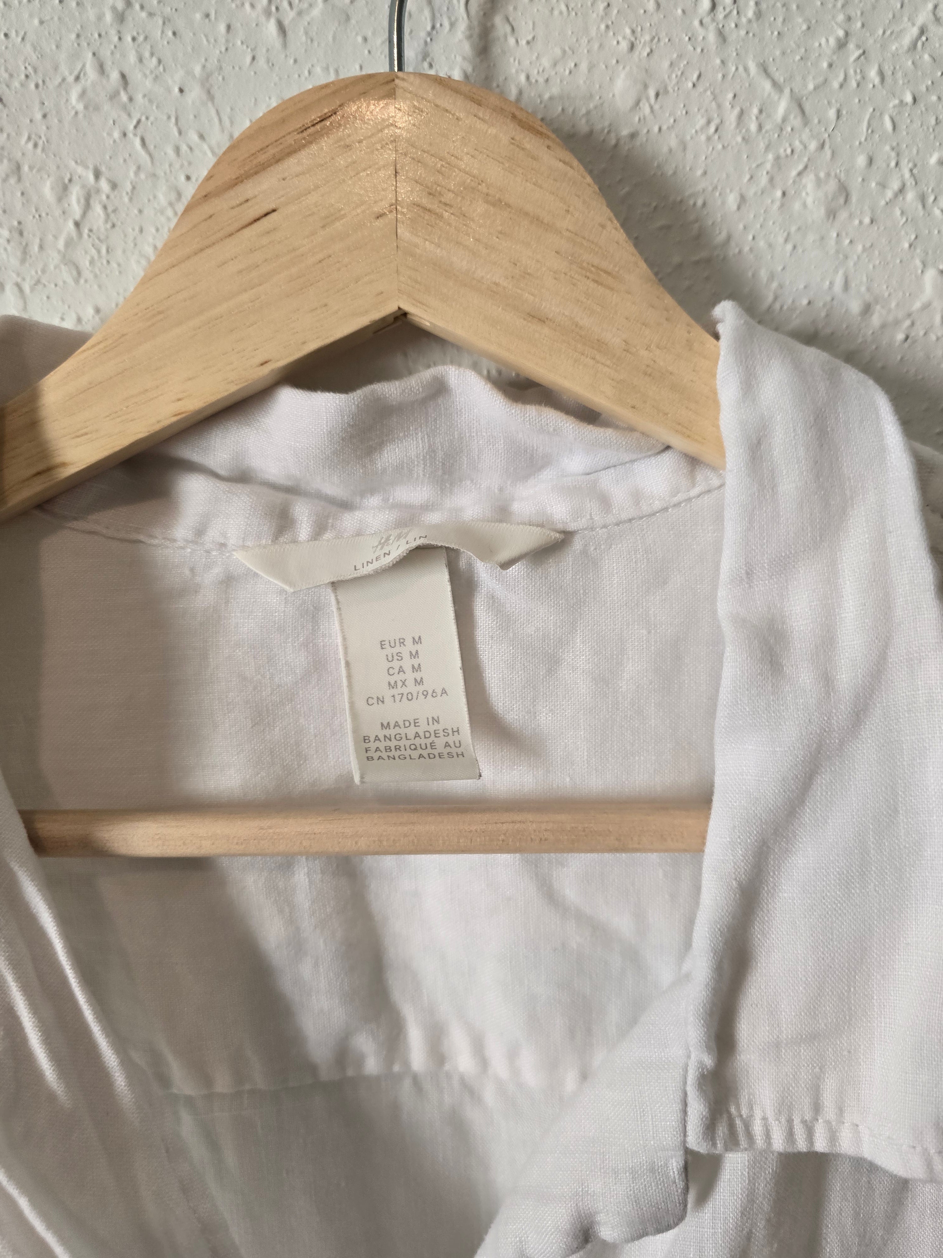 White Oversized Linen Button Up (M)