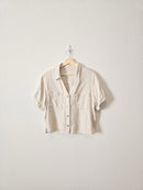 Oat Linen Blend Button Up (L)