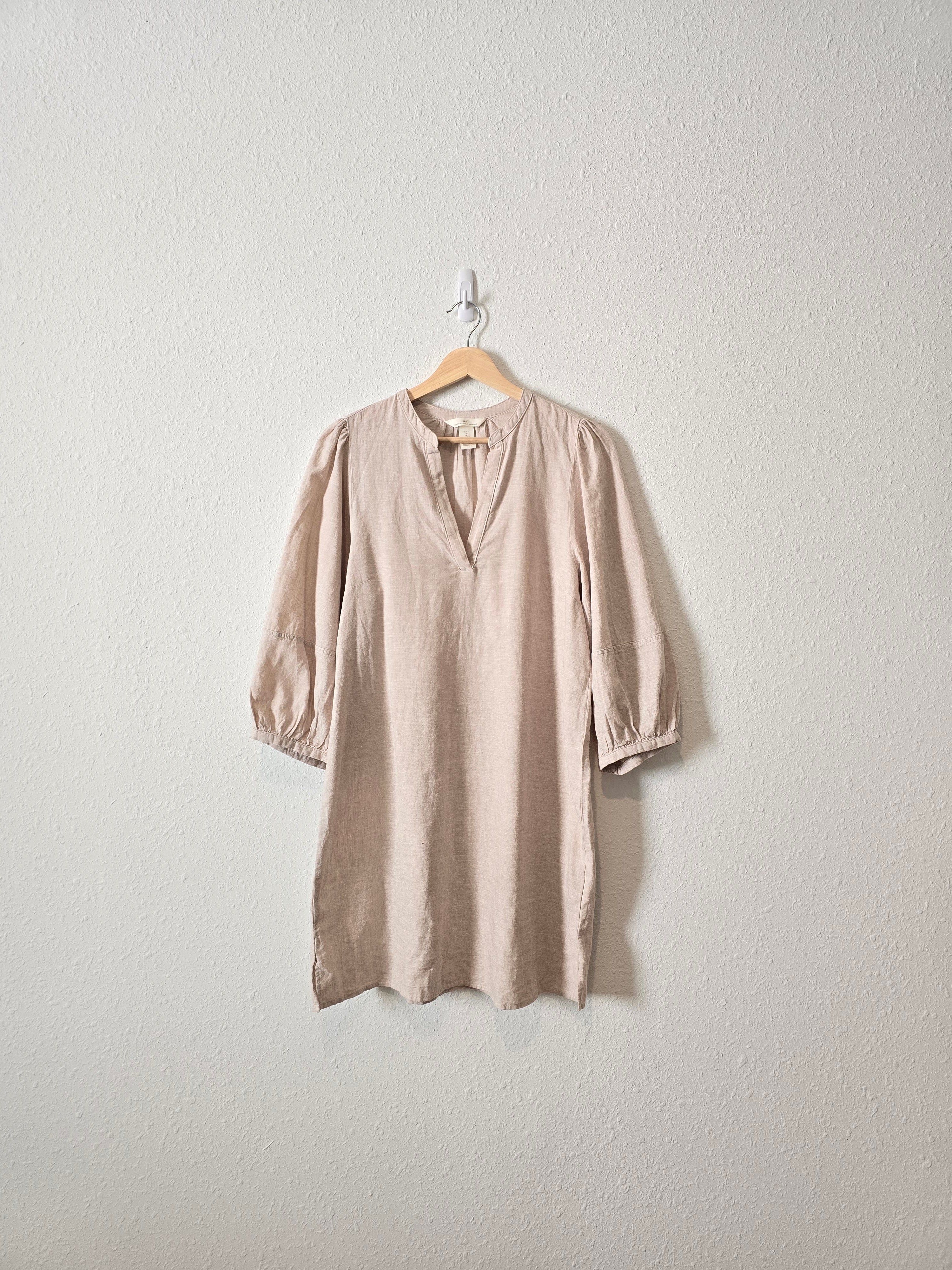 Linen Puff Sleeve Dress (S)