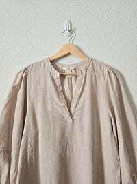 Linen Puff Sleeve Dress (S)