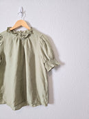 Sage Linen Puff Sleeve Top (S)