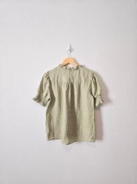 Sage Linen Puff Sleeve Top (S)