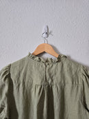 Sage Linen Puff Sleeve Top (S)