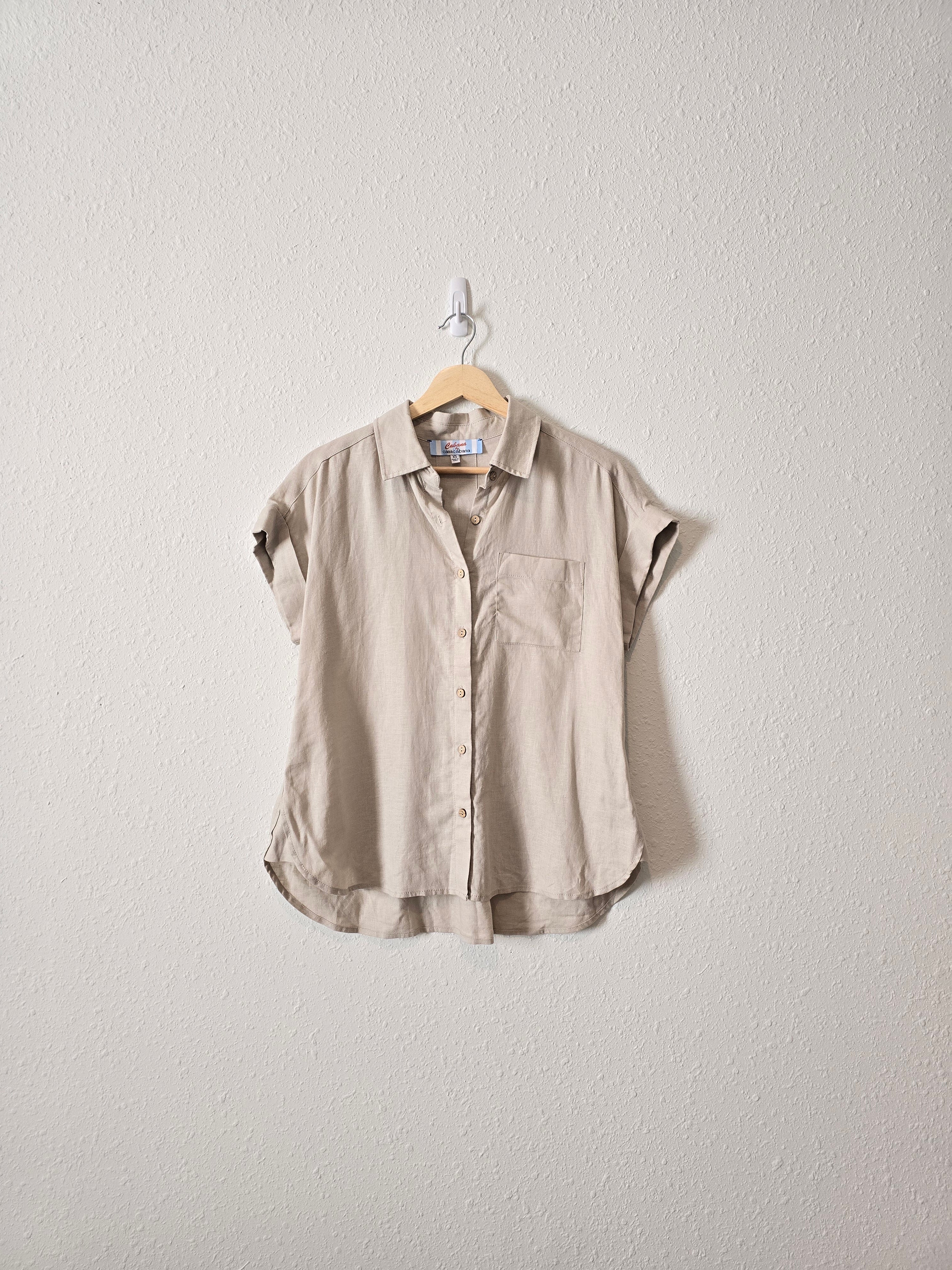 Oversized Linen Button Up Shirt (XS)