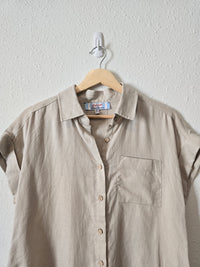 Oversized Linen Button Up Shirt (XS)