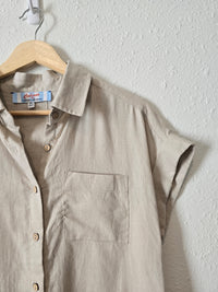 Oversized Linen Button Up Shirt (XS)