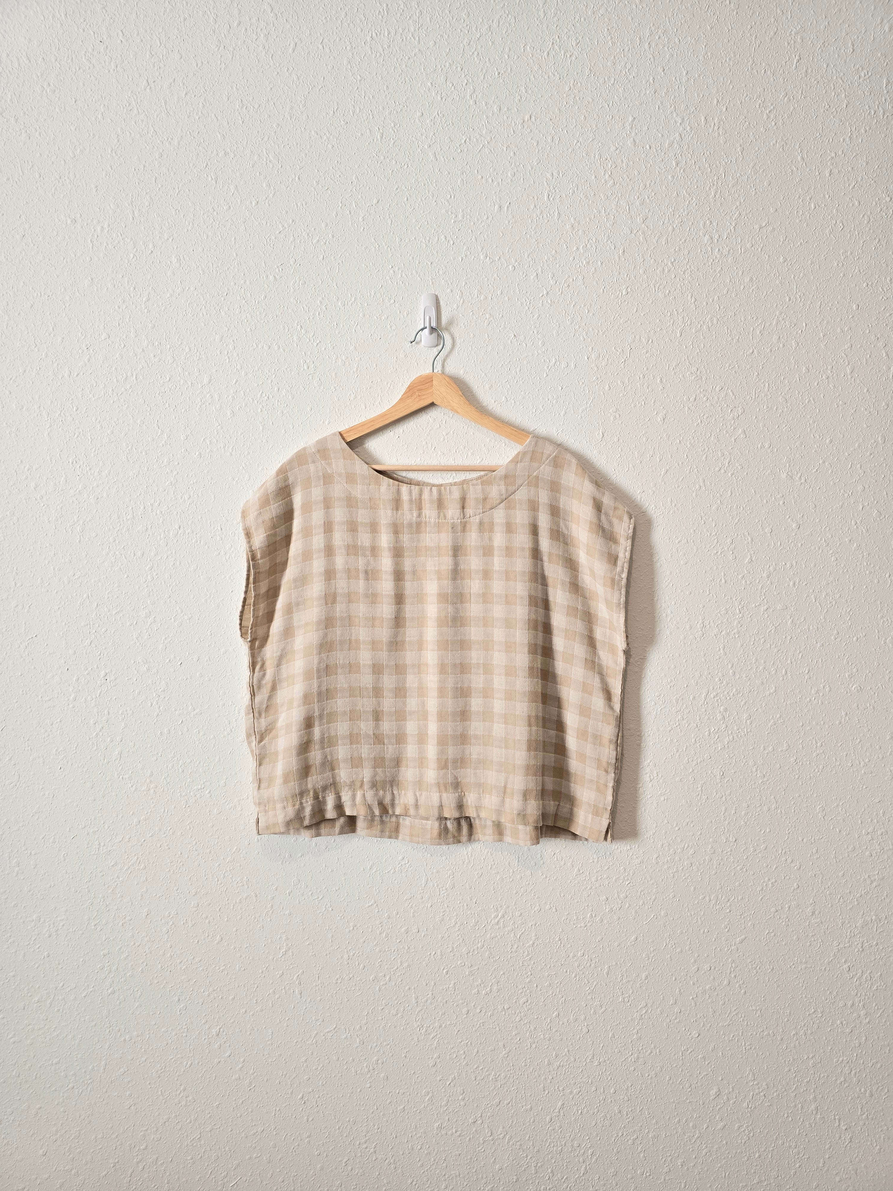 Carly Jean Neutral Gingham Top (L)