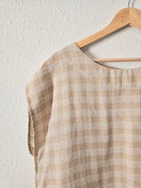 Carly Jean Neutral Gingham Top (L)