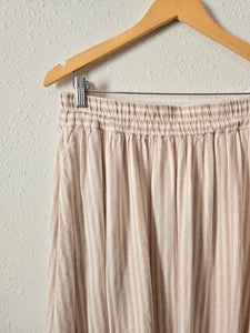 Linen Striped Midi Skirt (M)