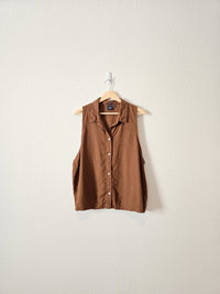 Brown Linen Button Up Tank (XXL)