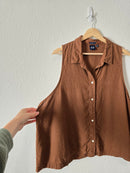 Brown Linen Button Up Tank (XXL)