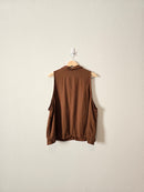 Brown Linen Button Up Tank (XXL)