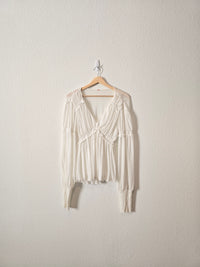 Free People Smocked Puff Sleeve Top (XS)